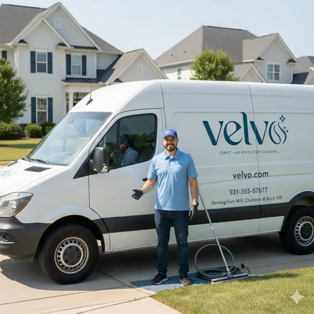 Velvo serves Fort Mill, Rock Hill, and Charlotte — carpet and upholstery cleaning