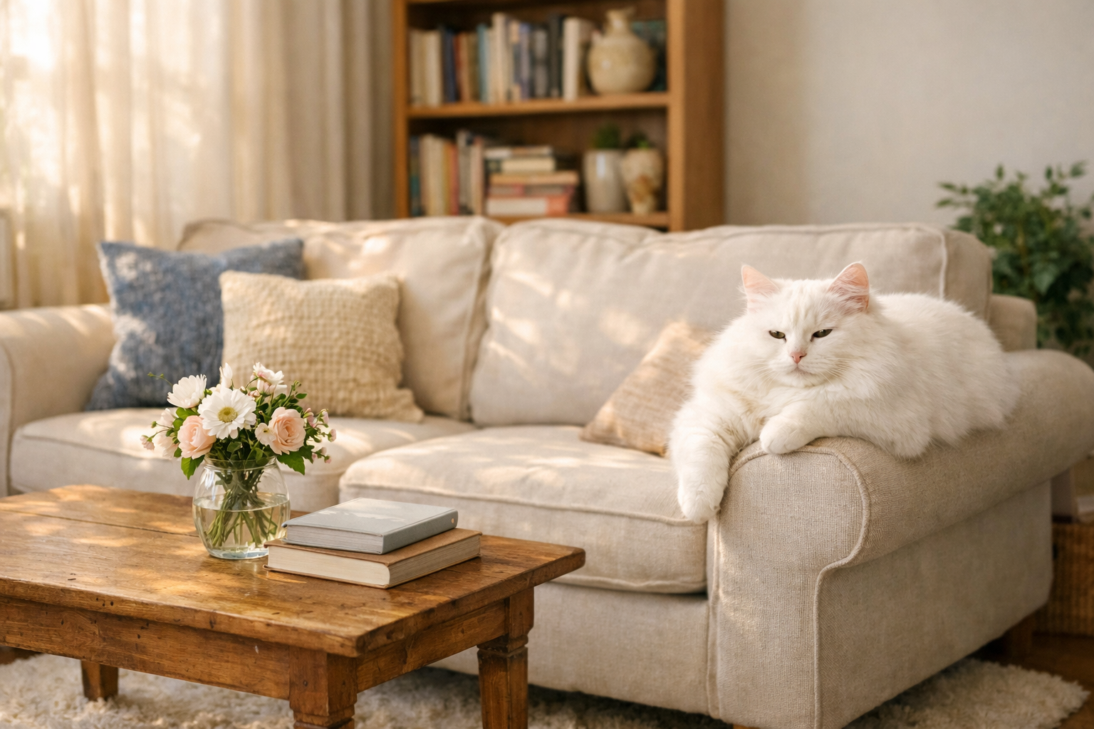 Professional upholstery cleaning on a fabric sofa in a Rock Hill SC home