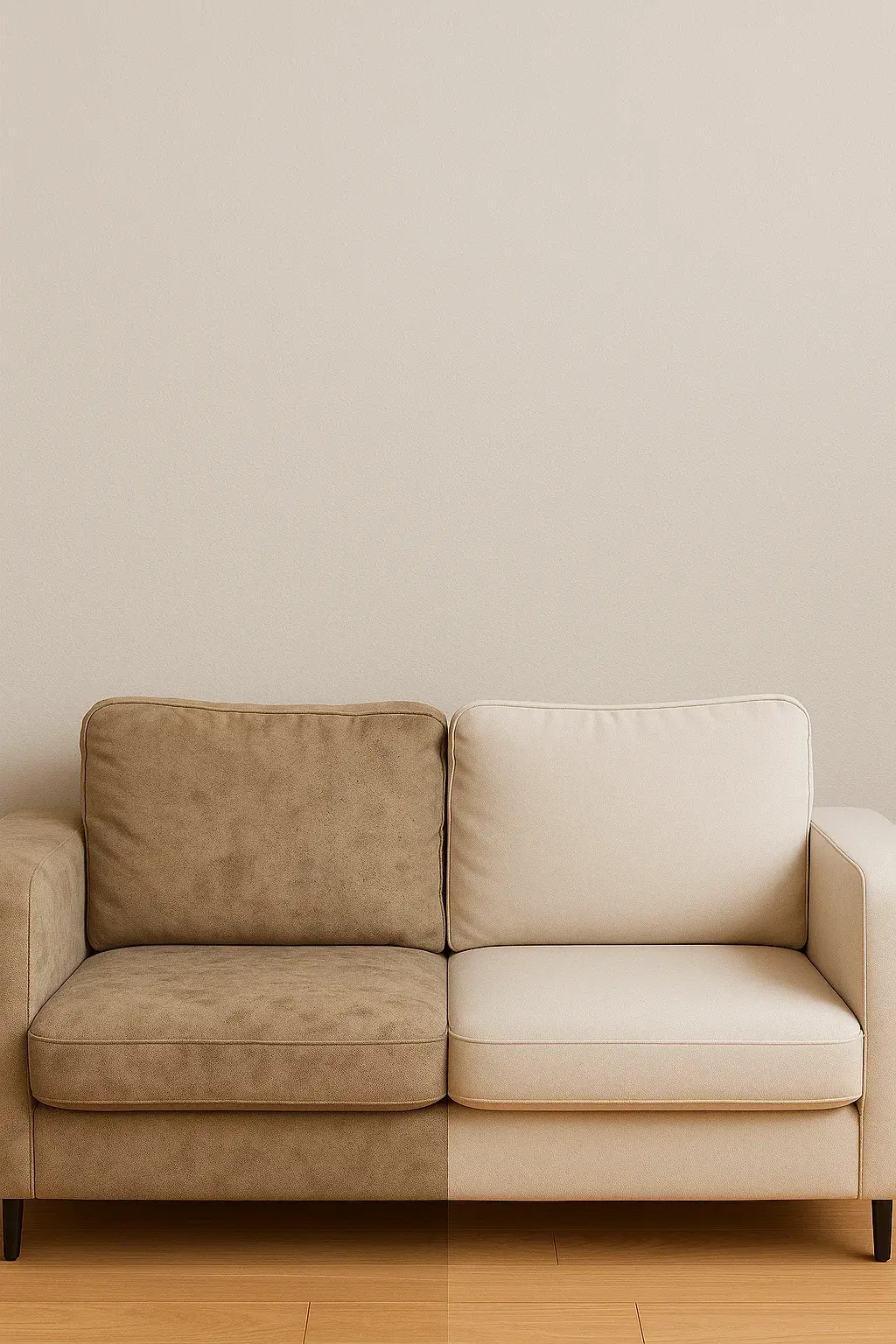 Professional upholstery cleaning on a sectional sofa by Velvo in Charlotte NC
